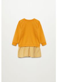 Mango Kids - Sukienka dziecięca CLAIRE. Okazja: na co dzień. Kolor: żółty. Materiał: bawełna, materiał, wiskoza, dzianina, tkanina, poliester. Długość rękawa: długi rękaw. Typ sukienki: proste. Styl: casual. Długość: mini #4