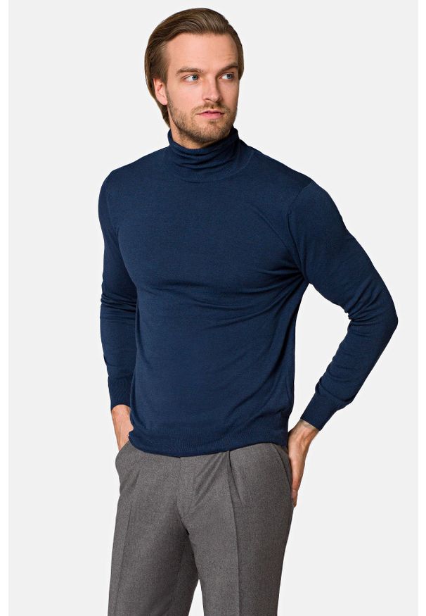 Lancerto - Golf Jeans Sterling. Okazja: na spacer, do pracy. Typ kołnierza: golf. Kolor: niebieski. Materiał: jeans. Sezon: zima. Styl: klasyczny, elegancki