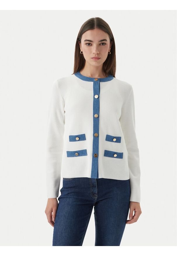 Luisa Spagnoli Kardigan Capotreno 100363 Biały Regular Fit. Kolor: biały. Materiał: syntetyk