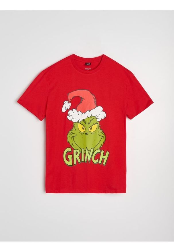 Sinsay - Koszulka z krótkim rękawem Grinch - czerwony. Kolor: czerwony. Długość rękawa: krótki rękaw. Długość: krótkie
