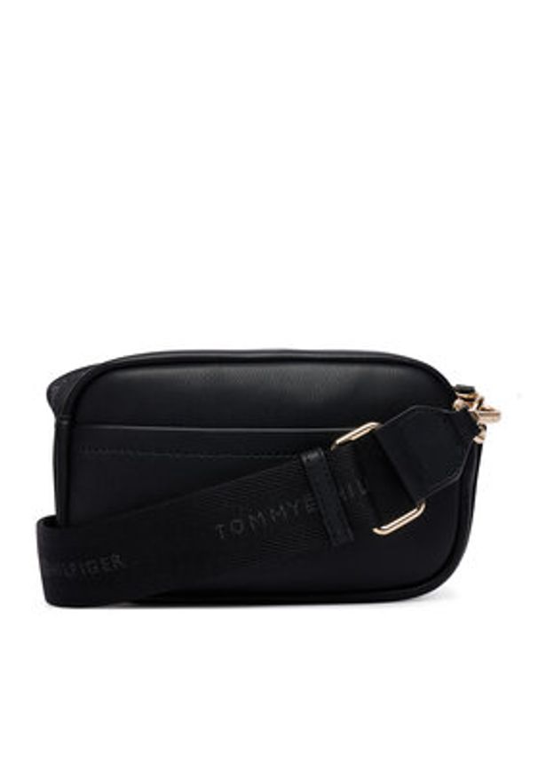 TOMMY HILFIGER - Tommy Hilfiger Torebka Th Logotape Camera Bag AW0AW18741 Czarny. Kolor: czarny. Materiał: skórzane