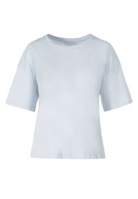 Born2be - Jasnoniebieski T-shirt Evales. Okazja: na co dzień. Kolor: niebieski. Materiał: bawełna. Długość rękawa: krótki rękaw. Długość: krótkie. Wzór: jednolity. Styl: casual #7