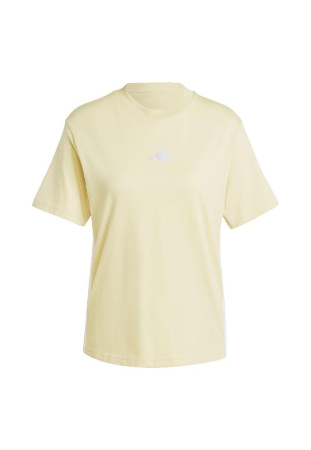 Adidas - Koszulka Essentials 3-Stripes Cotton. Kolor: biały, żółty, wielokolorowy. Materiał: bawełna. Sport: fitness
