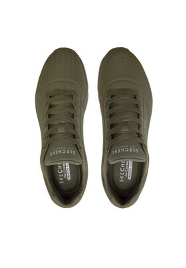 skechers - Skechers Sneakersy Uno - Stand On Air 52458/DKGR Zielony. Kolor: zielony. Materiał: skóra