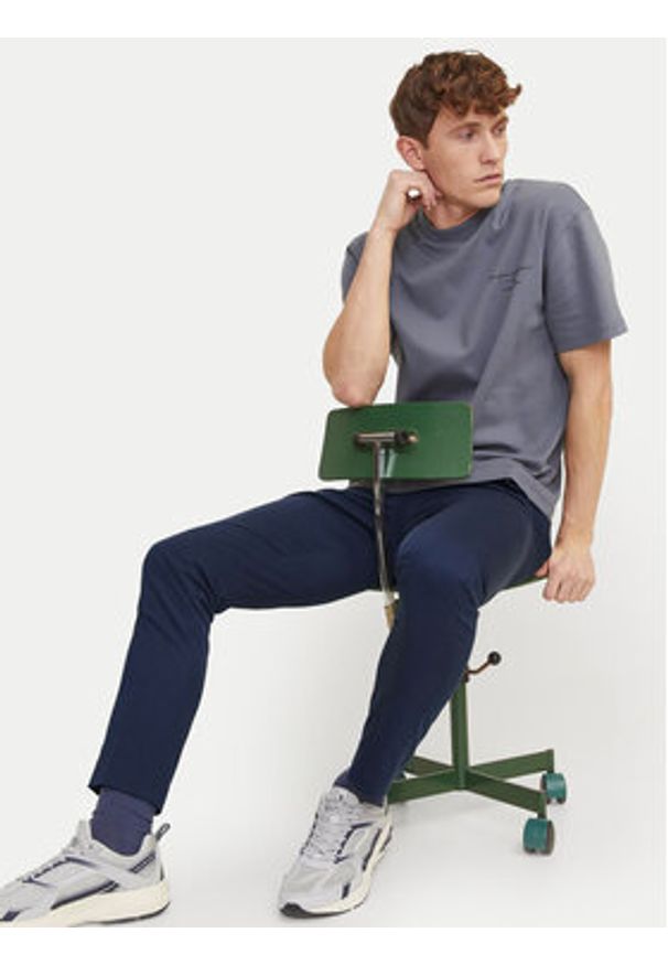 Jack & Jones - Jack&Jones Spodnie garniturowe Franco 12199893 Granatowy Super Slim Fit. Kolor: niebieski. Materiał: syntetyk
