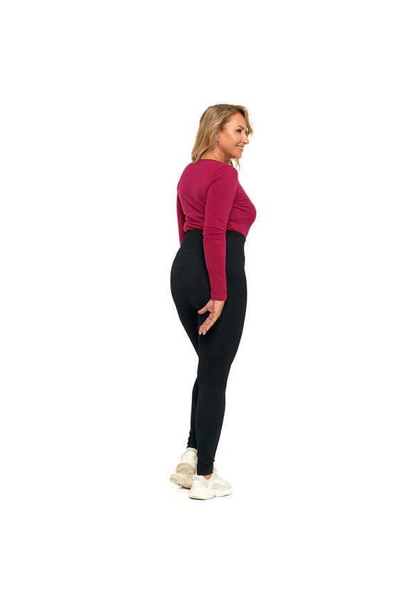Czarne Legginsy Moraj Damskie Z Wysokim Stanem. Okazja: na co dzień. Stan: podwyższony. Kolor: czarny. Materiał: materiał. Styl: casual