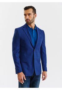 Pako Lorente - PAKO LORENTE – Granatowa casualowa marynarka męska w zieloną kratę. Okazja: na co dzień. Kolor: niebieski, wielokolorowy, zielony. Materiał: wełna, len. Sezon: lato. Styl: casual #4