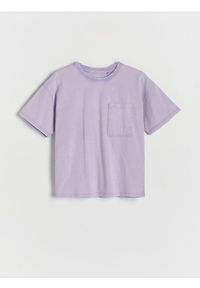 Reserved - T-shirt z efektem sprania - lawendowy. Kolor: fioletowy. Materiał: bawełna