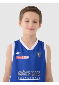 4f - 4F Koszulka meczowa replika wyjazdowa z sezonu 2024/25 dziecięca 4F x PLK - Górnik Wałbrzych 110/116. Typ kołnierza: dekolt w serek. Kolor: wielokolorowy. Materiał: włókno, dzianina, materiał, syntetyk. Wzór: gładki, nadruk, ze splotem. Sezon: lato. Sport: koszykówka, fitness