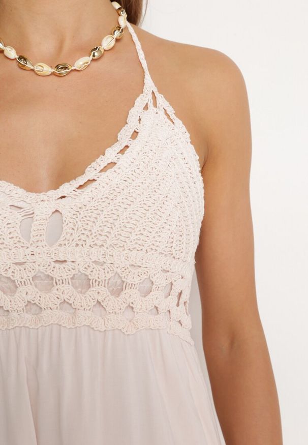 Born2be - Jasnoróżowa Sukienka Zerlaivo. Kolor: różowy. Materiał: bawełna, koronka. Wzór: aplikacja, koronka. Sezon: lato. Styl: boho. Długość: maxi