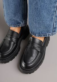 Born2be - Czarne Mokasyny Vices na Grubej Podeszwie Viara. Okazja: na co dzień. Kolor: czarny. Materiał: jeans. Styl: klasyczny, casual, elegancki #5