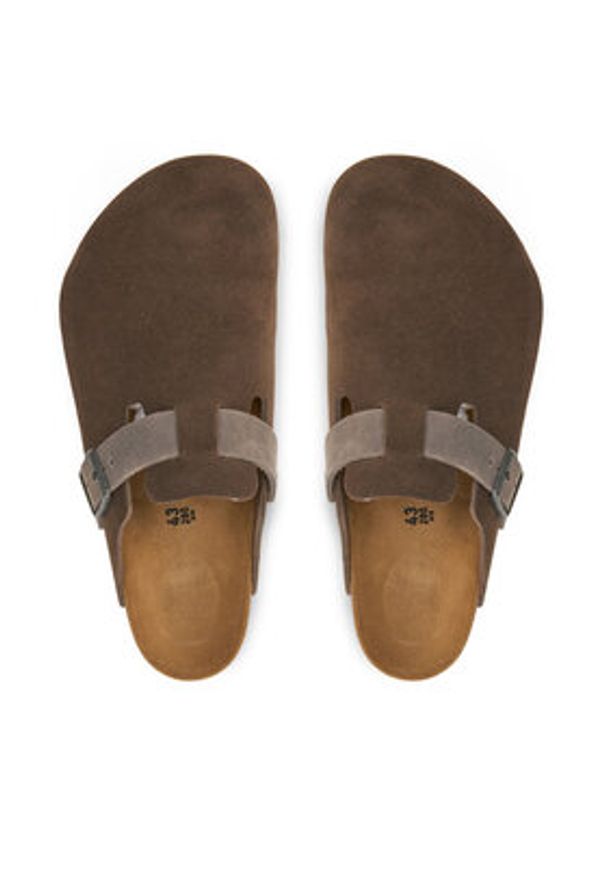 Birkenstock Klapki Boston zamsz 1029210 Brązowy. Kolor: brązowy. Materiał: skóra, zamsz