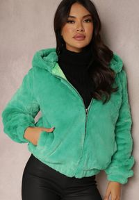 Renee - Zielona Kurtka Futerko Teddy Oversize Fofana. Kolor: zielony. Materiał: futro. Sezon: zima, jesień #5
