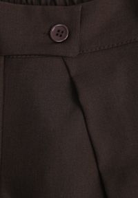 Renee - Brązowe Garniturowe Spodnie High Waist Wide Leg z Zakładkami w Pasie Philisia. Stan: podwyższony. Kolor: brązowy. Styl: elegancki #6