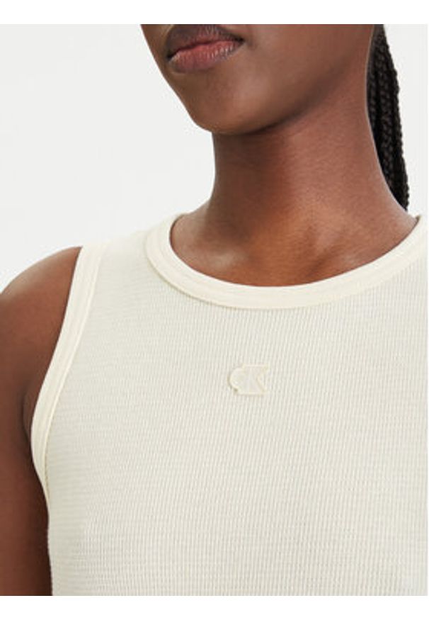 Calvin Klein Jeans Sukienka codzienna LV047F235G Żółty Slim Fit. Okazja: na co dzień. Kolor: żółty. Materiał: bawełna. Typ sukienki: proste. Styl: casual