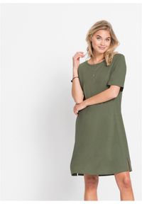 bonprix - Sukienka shirtowa. Kolor: zielony. Styl: elegancki