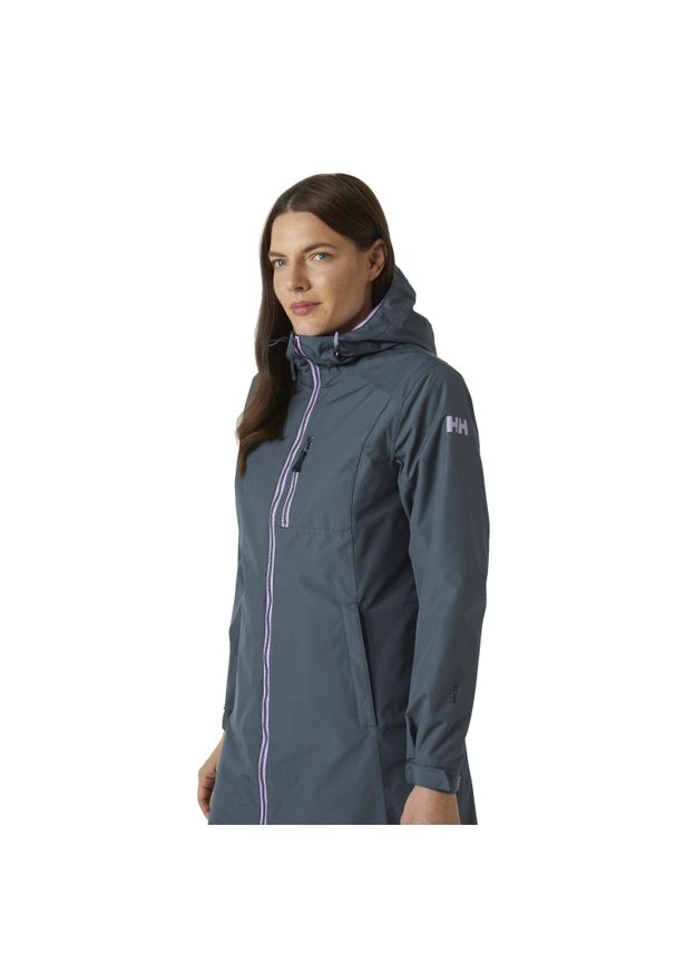 Kurtka przeciwdeszczowa damska Helly Hansen Long Belfast Winter. Kolor: niebieski. Sport: turystyka piesza