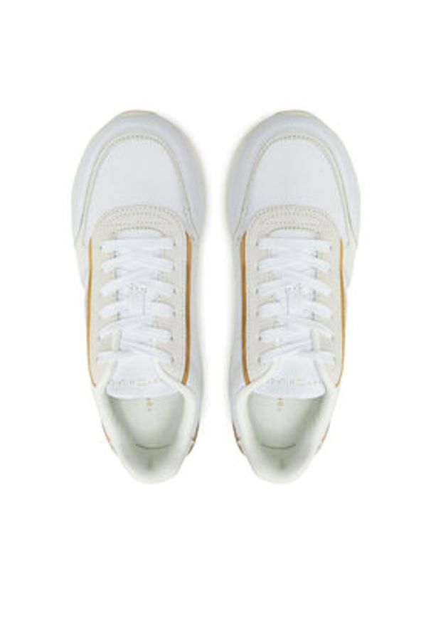 TOMMY HILFIGER - Tommy Hilfiger Sneakersy Lux Monogram Runner FW0FW08387 Biały. Kolor: biały. Materiał: skóra