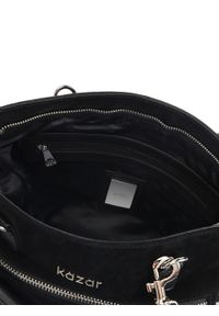 Kazar - Duża skórzana torebka z odpinanymi rączkami i paskiem. Kolor: czarny. Materiał: zamszowe, skórzane. Rozmiar: duże #2
