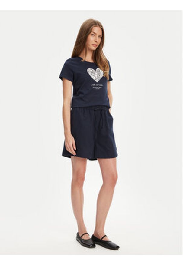 Mustang T-Shirt Alma 1016156 Granatowy Regular Fit. Kolor: niebieski. Materiał: bawełna