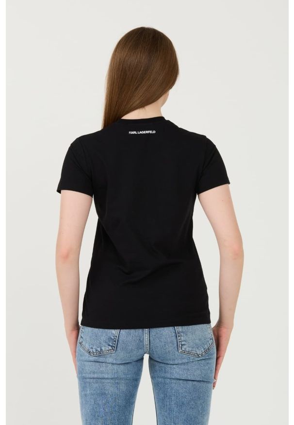 Karl Lagerfeld - KARL LAGERFELD Czarny damski t-shirt Rhinestone Logo, Rozmiar XS. Kolor: czarny