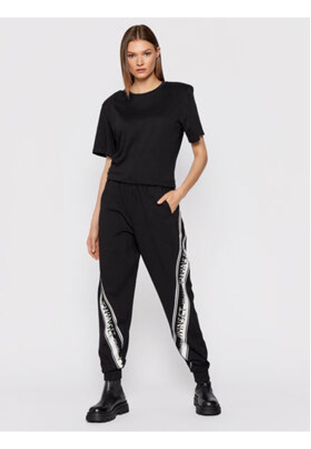 TwinSet - TWINSET Spodnie dresowe 212TT2383 Czarny Regular Fit. Kolor: czarny. Materiał: wiskoza, dresówka