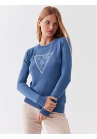 Guess Sweter W3YR46 Z2NQ2 Niebieski Slim Fit. Kolor: niebieski. Materiał: wiskoza #1