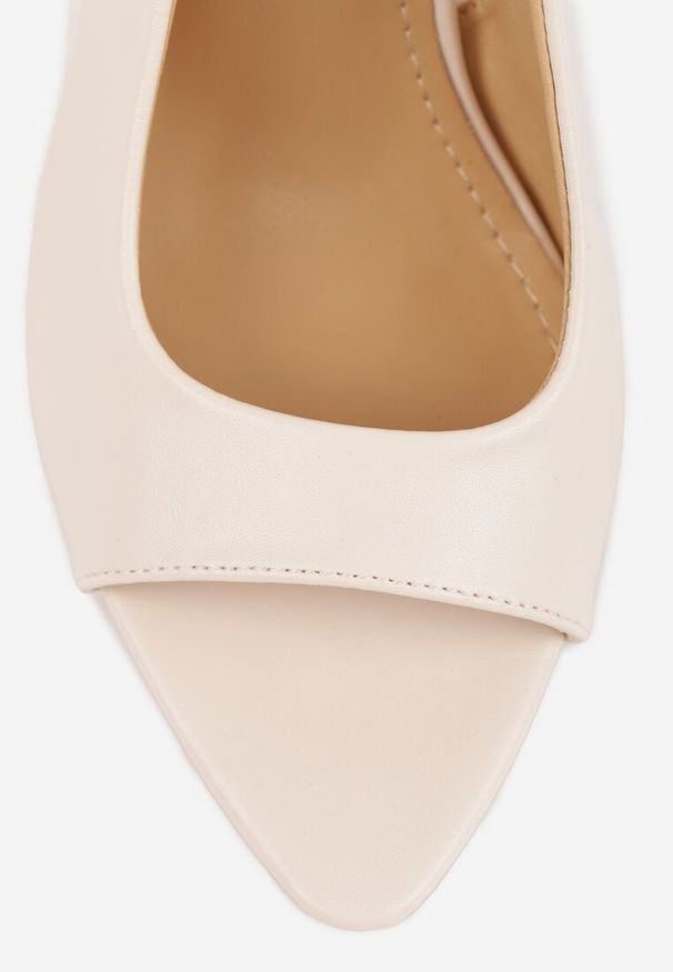 Renee - Beżowe Sandały Slingback VICES na Szpilce z Odkrytym Noskiem Blooma. Okazja: na wesele, na co dzień, na ślub cywilny. Zapięcie: pasek. Kolor: beżowy. Materiał: jeans. Obcas: na szpilce. Styl: casual