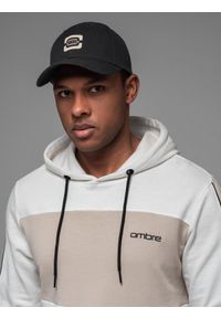 Ombre Clothing - Czapka męska bejsbolówka z logo – czarna V2. Kolor: czarny. Materiał: tkanina, bawełna. Wzór: ze splotem, nadruk. Styl: klasyczny, casual #5