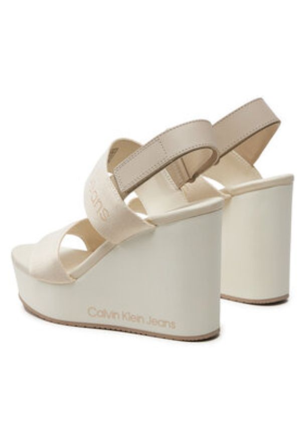 Calvin Klein Jeans Sandały Wedge Sandal Webbing In Mtl YW0YW01479 Écru. Materiał: materiał