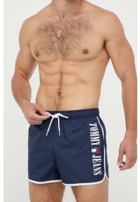 TOMMY HILFIGER - Tommy Hilfiger szorty kąpielowe kolor granatowy. Kolor: niebieski. Materiał: poliester