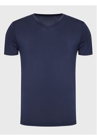 HOM T-Shirt Tencel Soft 402466 Granatowy Regular Fit. Kolor: niebieski. Materiał: lyocell
