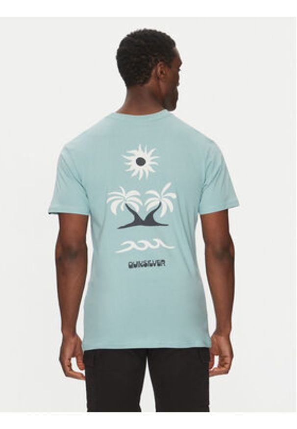 Quiksilver T-Shirt EQYZT08036 Turkusowy Regular Fit. Kolor: turkusowy. Materiał: bawełna