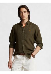 Polo Ralph Lauren Koszula 710829443024 Zielony Slim Fit. Typ kołnierza: polo. Kolor: zielony. Materiał: len #1