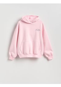 Reserved - Bluza oversize z kapturem - pastelowy róż. Typ kołnierza: kaptur. Kolor: różowy. Materiał: bawełna, dzianina