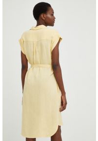Answear Lab sukienka z lnem kolor żółty mini prosta. Okazja: na co dzień. Kolor: żółty. Materiał: len. Długość rękawa: krótki rękaw. Typ sukienki: proste. Styl: wakacyjny. Długość: mini #4