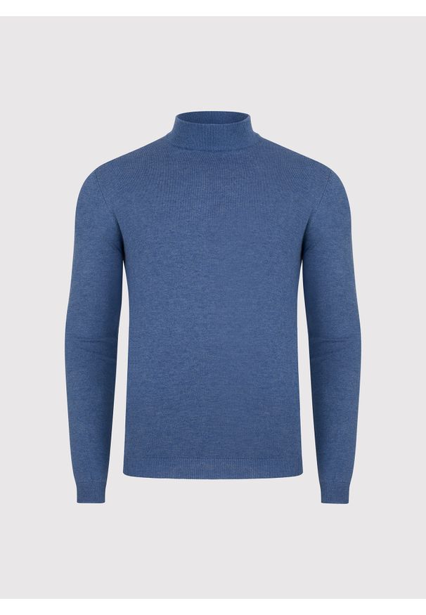 Pako Lorente - PAKO LORENTE - Półgolf męski w niebieskim kolorze. Kolor: szary, beżowy, niebieski. Materiał: wiskoza, nylon. Wzór: ze splotem, gładki