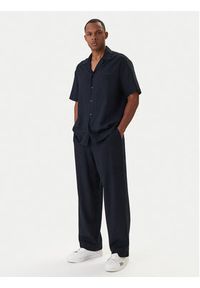 Emporio Armani Spodnie materiałowe EM000586 AF20590 UB102 Granatowy Regular Fit. Kolor: niebieski. Materiał: len #5