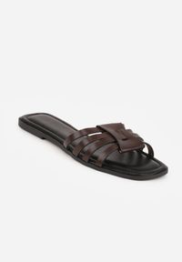 Born2be - Brązowe Klapki z Cienkimi Paseczkami Helarah. Okazja: na co dzień, na spacer. Kolor: brązowy. Styl: casual, klasyczny, elegancki #3