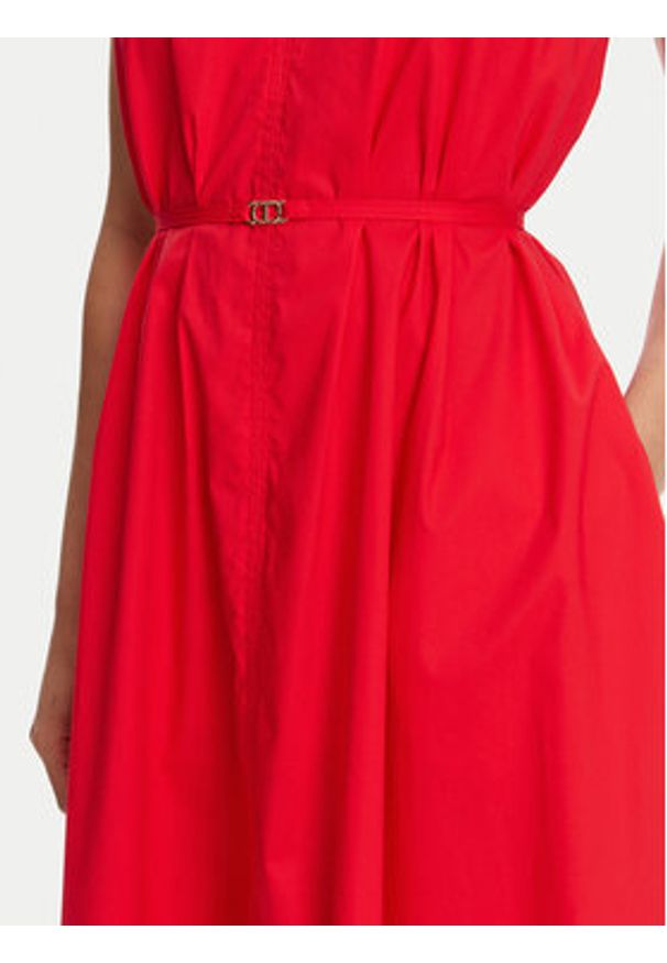 TwinSet - TWINSET Sukienka koktajlowa 251TT2221 Czerwony Regular Fit. Kolor: czerwony. Materiał: bawełna. Styl: wizytowy