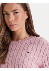 TOMMY HILFIGER - Tommy Hilfiger Sweter WW0WW47644 Różowy Regular Fit. Kolor: różowy. Materiał: bawełna #4