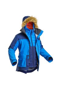 FORCLAZ - Kurtka trekkingowa męska parka Forclaz Arctic 900 3 w 1 wodoodporna. Kolor: niebieski. Materiał: tkanina. Długość: długie. Sezon: zima