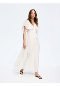Reserved - LADIES` DRESS - złamana biel. Materiał: wiskoza, tkanina #1