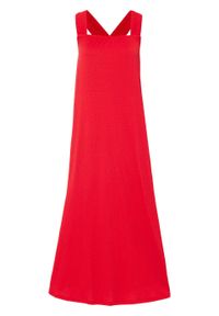 Sukienka oversize z krepy bonprix truskawkowy. Kolor: czerwony. Długość rękawa: na ramiączkach. Typ sukienki: oversize #1