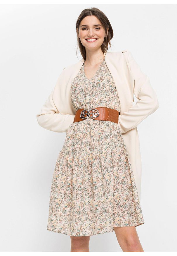 bonprix - Szeroki pasek ze stretchem. Kolor: brązowy