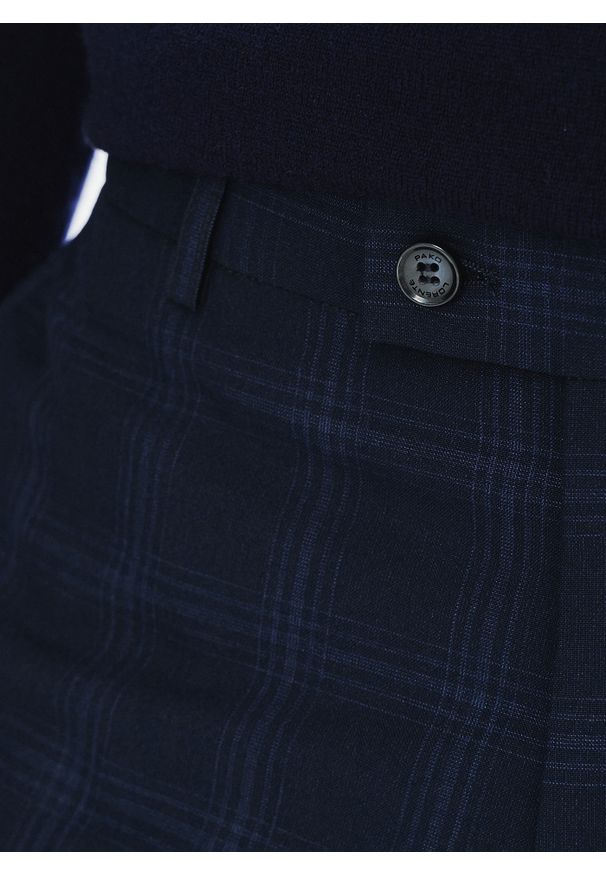 Pako Lorente - PAKO LORENTE – Spodnie garniturowe w kratę. Okazja: na spotkanie biznesowe. Materiał: poliester, wiskoza. Styl: biznesowy, elegancki