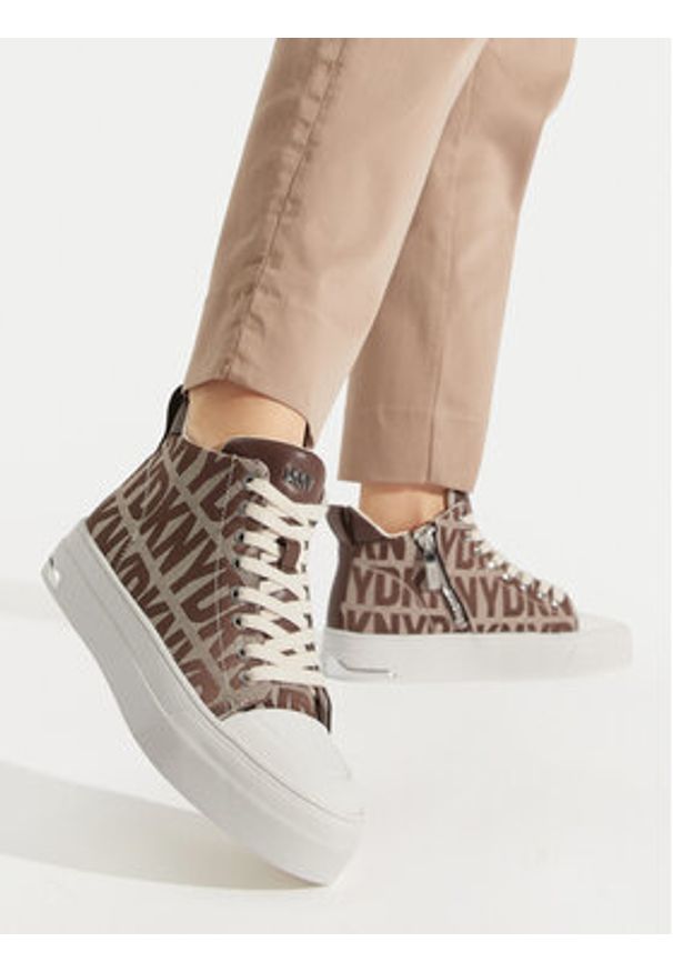 DKNY Trampki Yaser K1491518 Beżowy. Kolor: beżowy. Materiał: skóra
