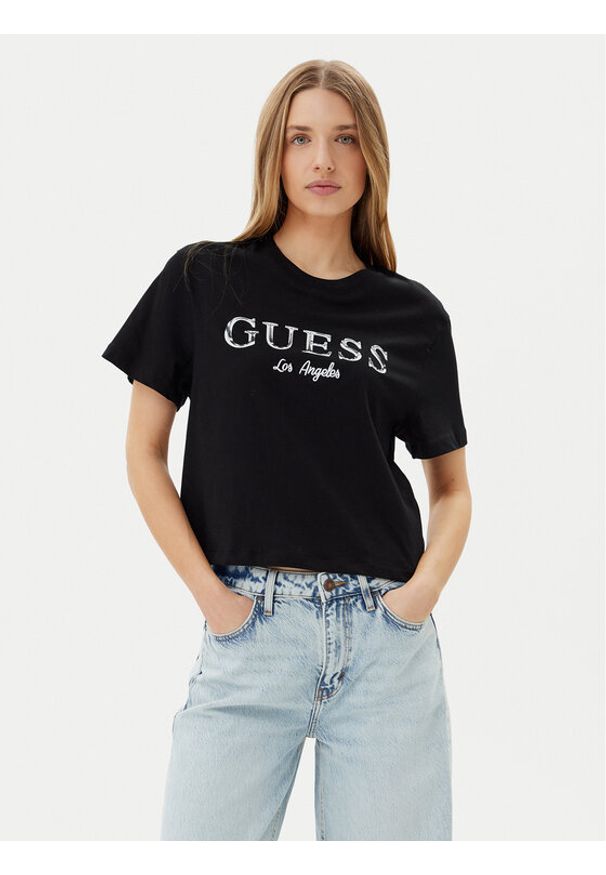 Guess T-Shirt V5GI09 K9RM1 Czarny Regular Fit. Kolor: czarny. Materiał: bawełna