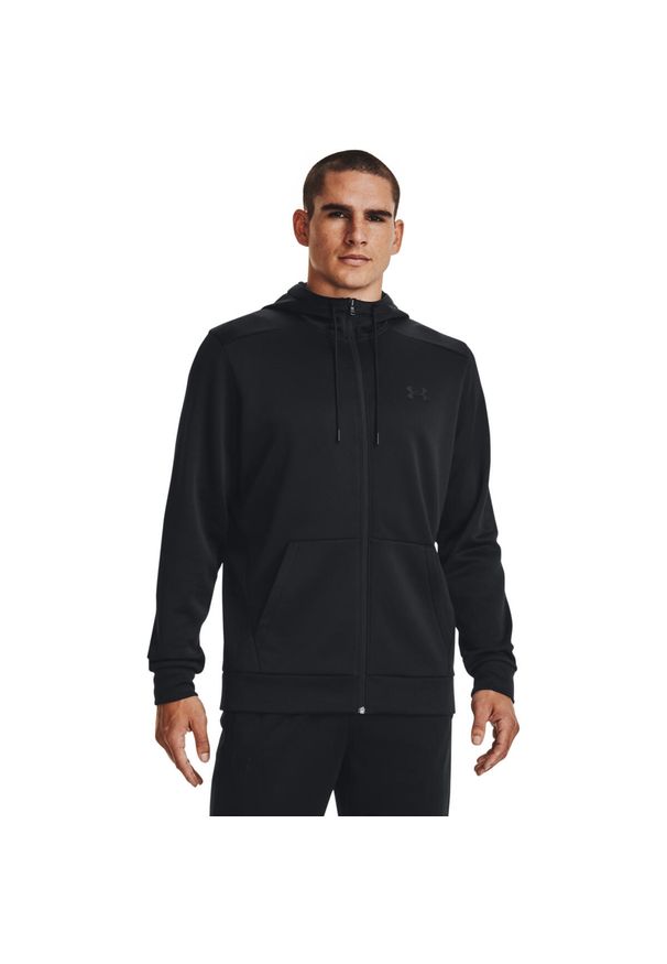 Bluza z kapturem Under Armour Fleece Full-Zip Hoodie, Mężczyźni. Typ kołnierza: kaptur. Kolor: czarny. Materiał: materiał, poliester