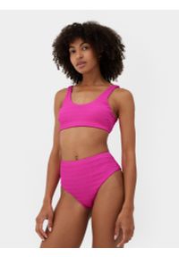 4f - 4F Dół od bikini z materiałów z recyklingu damski L. Stan: podwyższony. Kolor: różowy. Materiał: materiał